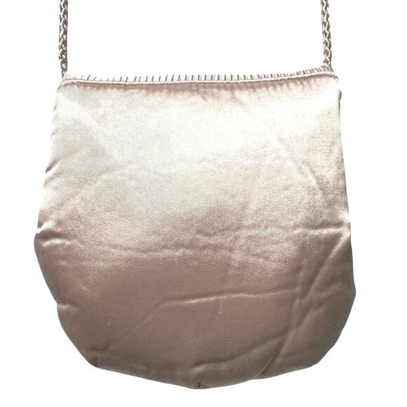 Le-Ann Champagne Color Satin 2 Piece Shoulder Bag and Coin Purse Prom Wedding - Picture 3 of 7